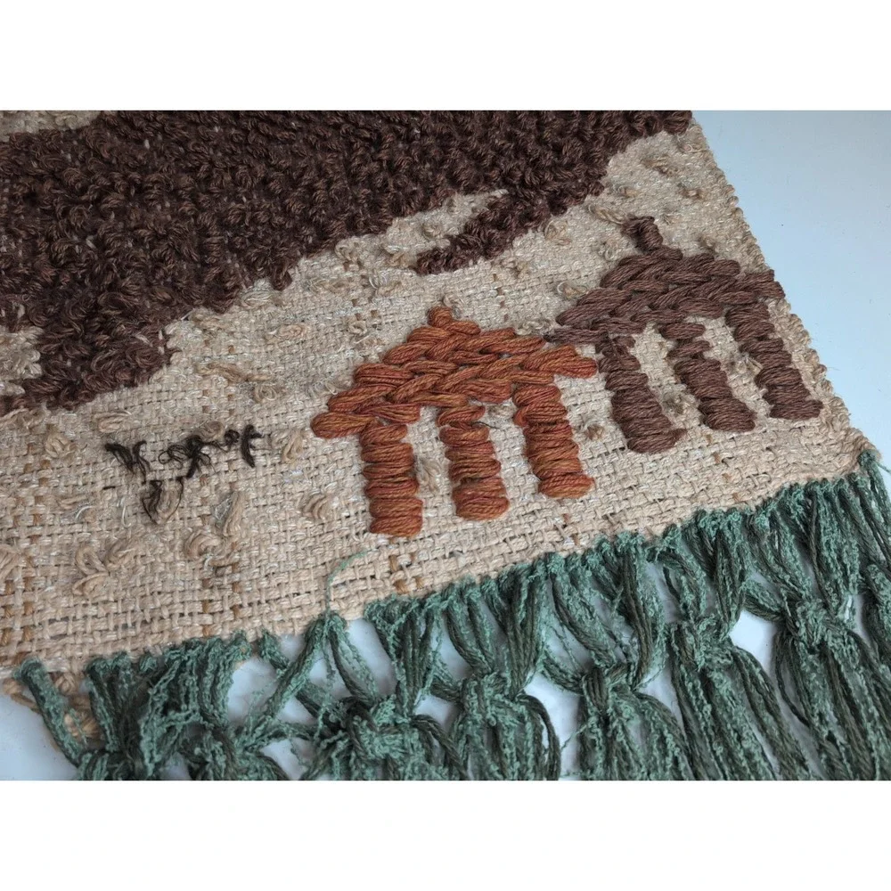 Large Unique Vintage Macrame Tapestry Wall Hanging Art Tree Village 40